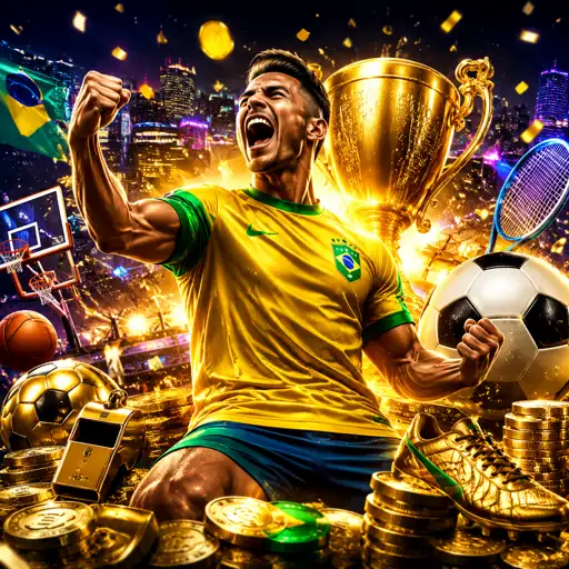 Estádio iluminado com painel de cotações e mercados de futebol ao vivo