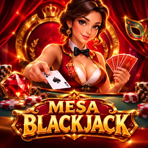 Mesa de blackjack com dealer distribuindo cartas em close